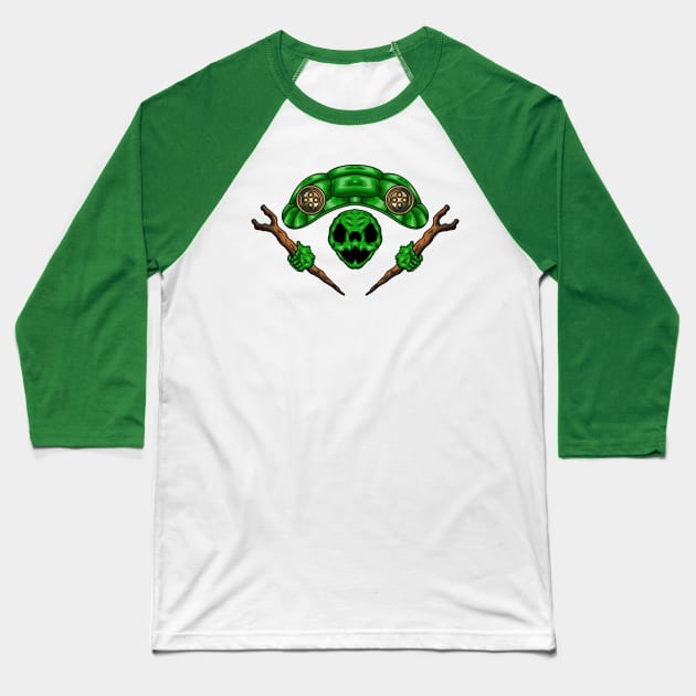 Turtle skull Baseball T-Shirt by giggleapin